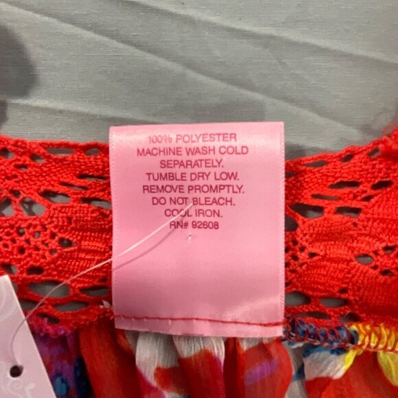 New Recruit Maternity Top Large Red Floral Chiffon Crochet Loungewear Sheer Cozy - Picture 6 of 11